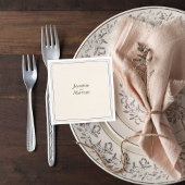 Minimalist Wedding Napkin with Names スタンダードカクテルナプキン
