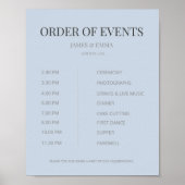Minimalist Wedding Order of Events Dusky Blue ポスター (正面)