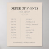 Minimalist Wedding Order of Events Soft Latte ポスター (正面)