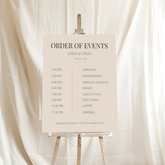 Minimalist Wedding Order of Events Soft Latte ポスター