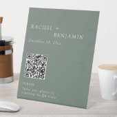 Minimalist Wedding Photo Share QR Code Sage Green 台座サイン (インサイチュ)