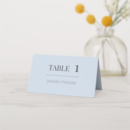 Minimalist Wedding Place Cards | Dusky Blue プレイスカード (正面)