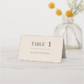 Minimalist Wedding Place Cards Soft Latte プレイスカード (正面)