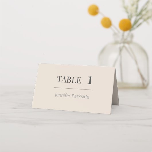 Minimalist Wedding Place Cards Soft Latte プレイスカード (正面)