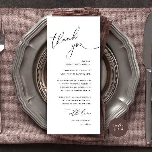 Minimalist Wedding Place Setting Thank You Card プログラム