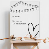 Minimalist Wedding Poster with String Lights ポスター