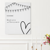 Minimalist Wedding Poster with String Lights ポスター