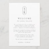 Minimalist Wedding Program Card with Monogram サンキューカード (正面)