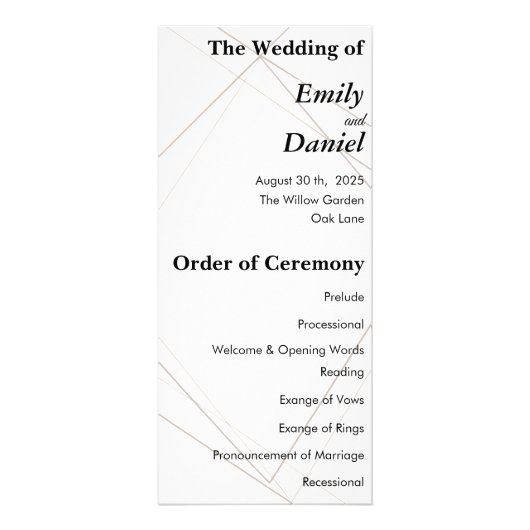 Minimalist Wedding Program – Simple & Elegant ラックカード (正面)