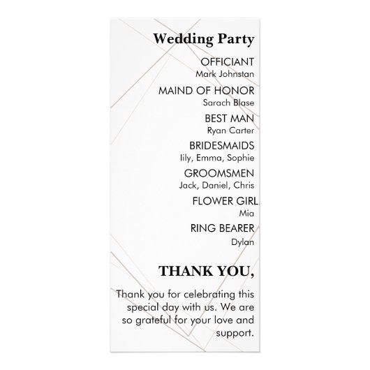 Minimalist Wedding Program – Simple & Elegant ラックカード (裏面)