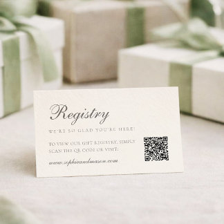 Minimalist Wedding Registry Card with QR Code エンクロージャーカード