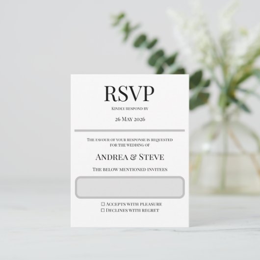 Minimalist Wedding RSVP Card | Editable Template (スタンド正面)