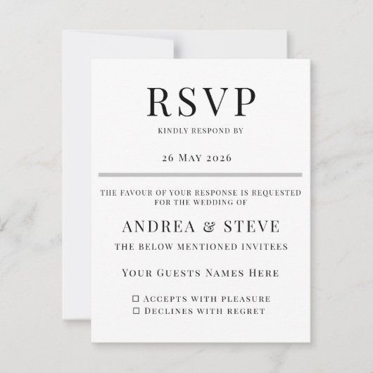Minimalist Wedding RSVP Card | Elegant Classic (正面)