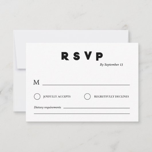 Minimalist Wedding RSVP Card | Simple Black &White 招待状 (正面)