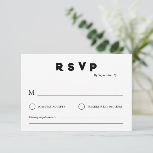 Minimalist Wedding RSVP Card | Simple Black &White 招待状 (スタンド正面)