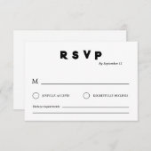 Minimalist Wedding RSVP Card | Simple Black &White 招待状 (正面/裏面)