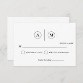 Minimalist Wedding RSVP Card | Simple Black &White 招待状 (正面/裏面)