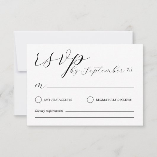 Minimalist Wedding RSVP Card | Simple Black &White 招待状 (正面)