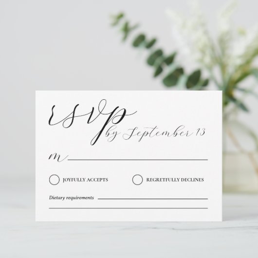 Minimalist Wedding RSVP Card | Simple Black &White 招待状 (スタンド正面)