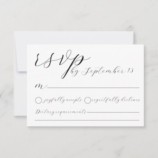 Minimalist Wedding RSVP Card | Simple Black &White 招待状 (正面)