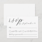 Minimalist Wedding RSVP Card | Simple Black &White 招待状 (正面/裏面)