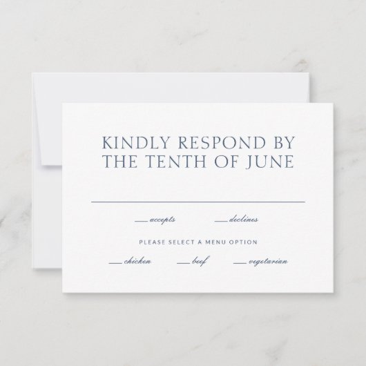 Minimalist Wedding RSVP Card with Meal Choices (正面)