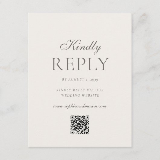 Minimalist Wedding RSVP Card with QR Code 招待状 (正面)