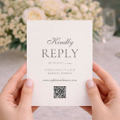 Minimalist Wedding RSVP Card with QR Code 招待状