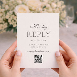 Minimalist Wedding RSVP Card with QR Code 招待状