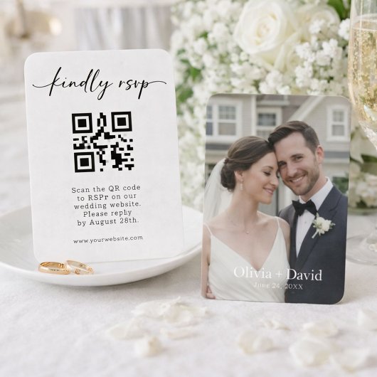 Minimalist Wedding RSVP QR Code Script Design 名刺