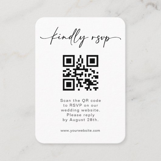 Minimalist Wedding RSVP QR Code Script Design 名刺 (正面)