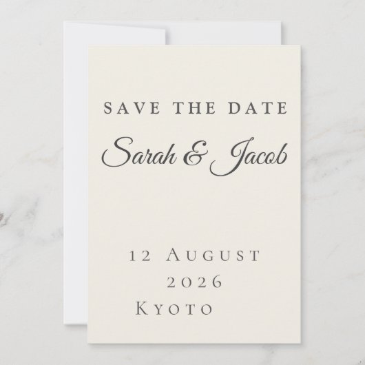 Minimalist Wedding Save the Date Card 招待状 (正面)