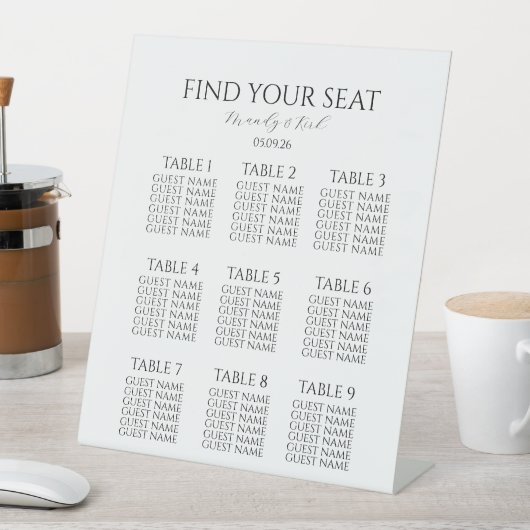 Minimalist Wedding Seating Chart | Custom Modern 台座サイン (インサイチュ)