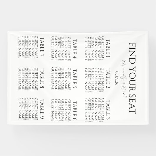 Minimalist Wedding Seating Chart | Custom Modern 横断幕 (横)