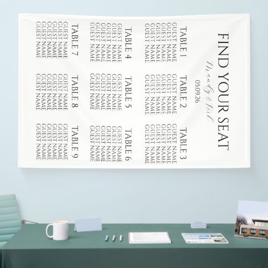 Minimalist Wedding Seating Chart | Custom Modern 横断幕 (トレードショー)