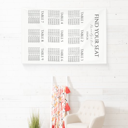 Minimalist Wedding Seating Chart | Custom Modern 横断幕 (インサイチュ)