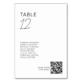 Minimalist Wedding Seating Chart QR Modern  テーブルナンバー