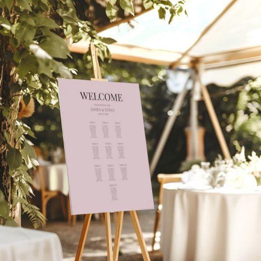 Minimalist Wedding Seating Plan (10) Dusky Rose ポスター