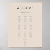Minimalist Wedding Seating Plan (10) Soft Latte ポスター (正面)