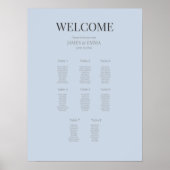 Minimalist Wedding Seating Plan (8) Dusky Blue ポスター (正面)