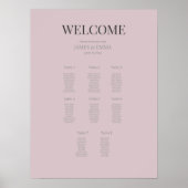 Minimalist Wedding Seating Plan (8) Dusky Rose ポスター (正面)