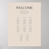Minimalist Wedding Seating Plan (8) Soft Latte ポスター (正面)