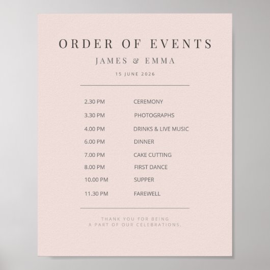 Minimalist Wedding Sign | ウォームブラッシュ ポスター (正面)