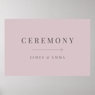 Minimalist Wedding Sign Dusky Rose ポスター