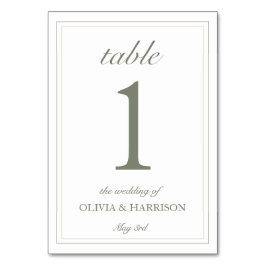 Minimalist Wedding Table Number Card – Sage Green テーブルナンバー
