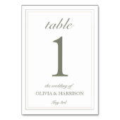Minimalist Wedding Table Number Card – Sage Green テーブルナンバー (裏面)
