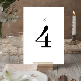 Minimalist Wedding Table Number Card with Heart テーブルナンバー