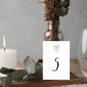Minimalist Wedding Table Number Card with Heart テーブルナンバー