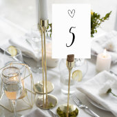 Minimalist Wedding Table Number Card with Heart テーブルナンバー