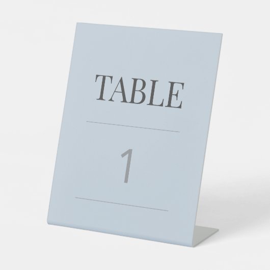 Minimalist Wedding Table Number | Dusky Blue 台座サイン (正面)